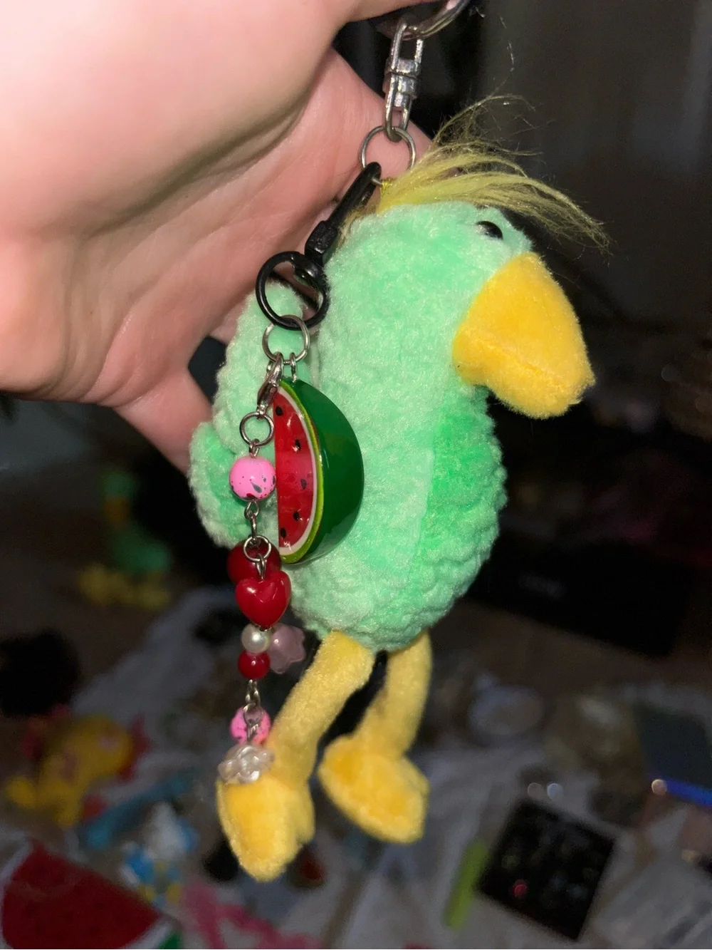NEW Green Bird Keychain with Decorative Charms